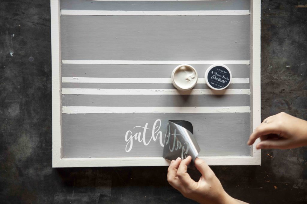 See how to make a striped wooden sign with this simple tutorial. Using A Makers’ Studio Rescue Restore Paint, ChalkArt™, and a lovely stencil, you can create a wooden sign that reads “Gather” in no time. See the full striped wooden sign tutorial here.